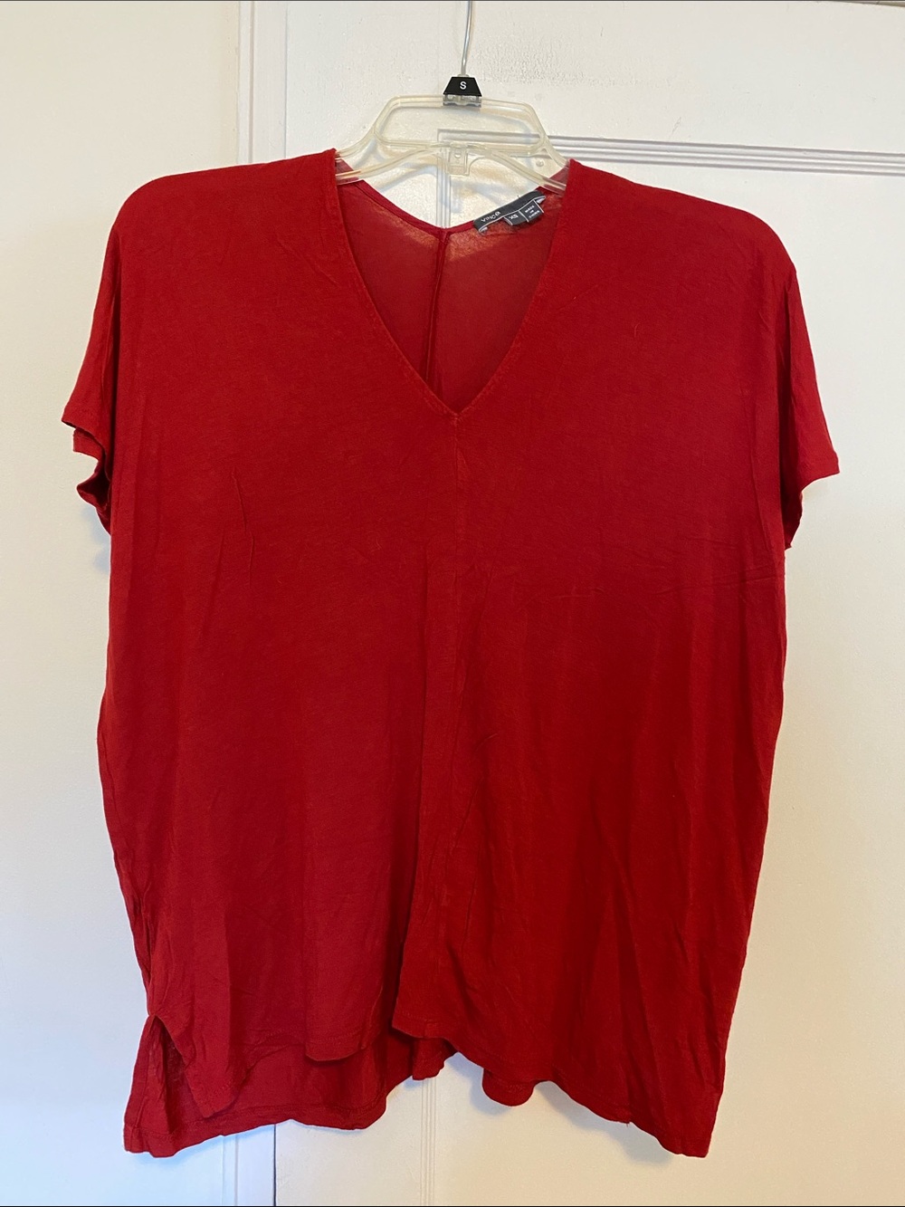 Vince red v-neck t-shirt size XS